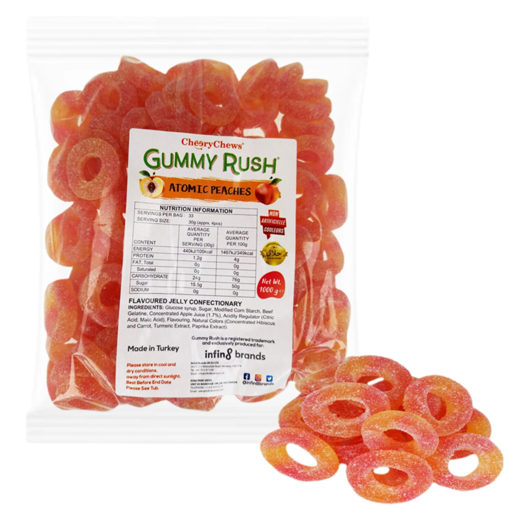 Gummy Rush - Atomic Peaches (Halal) - 1Kg
