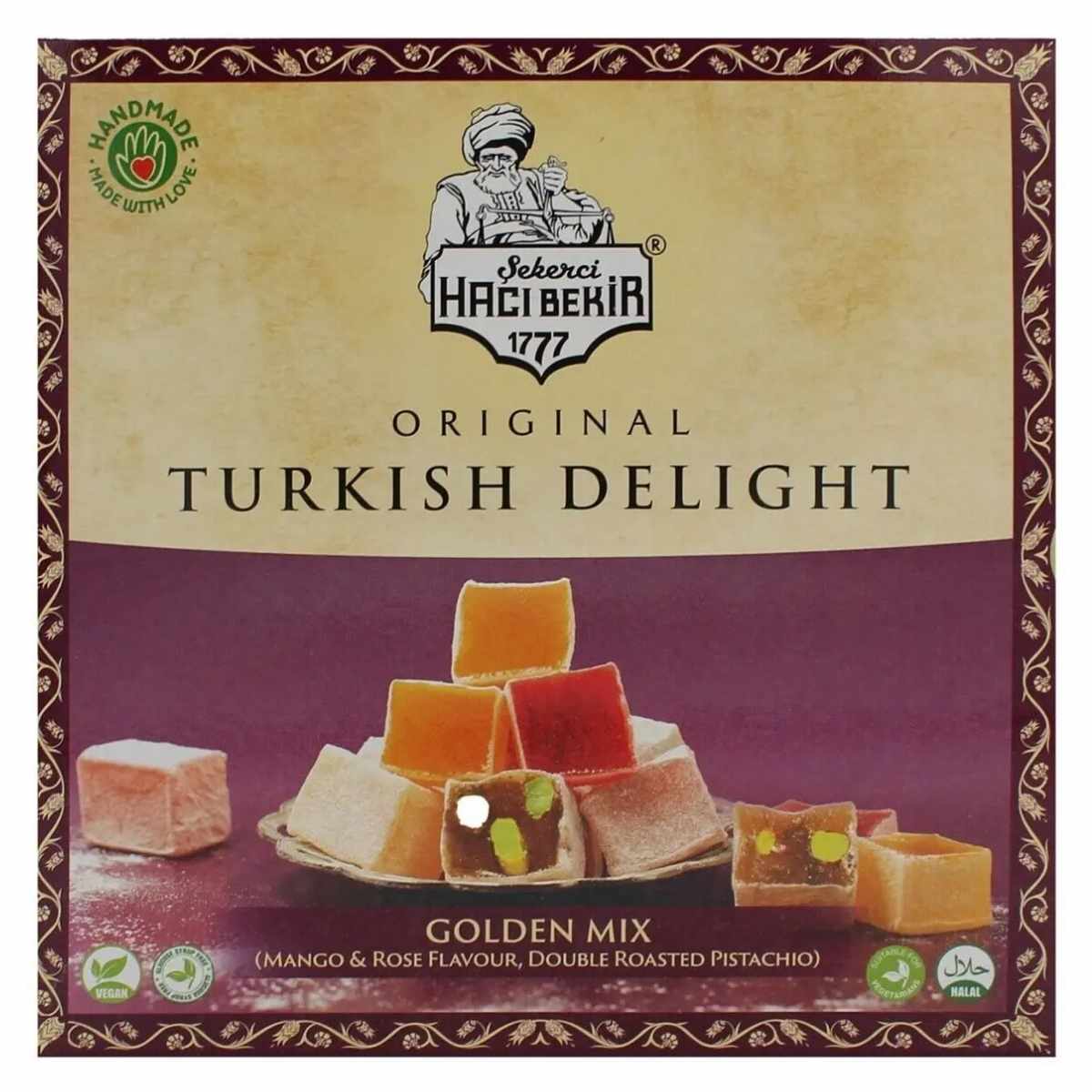 Haci Bekir - Golden Mix Turkish Delight (Mango, Rose & Double Roasted Pistachio) - 320g