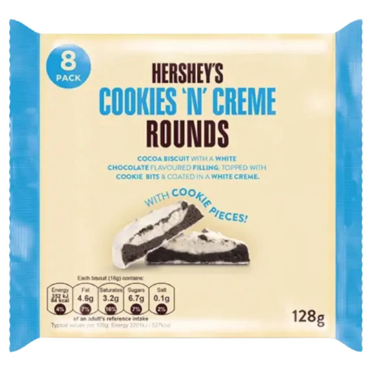 Hersheys Cookies N Creme Rounds - 8 Pack (128g)