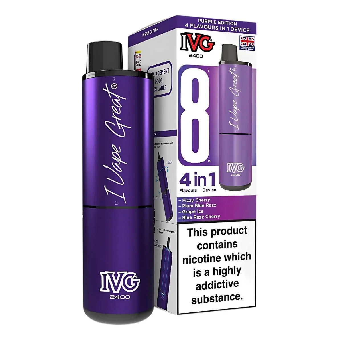 IVG - 2400 Purple Edition 4 In 1 Pod Vape Kit - 20mg/mL