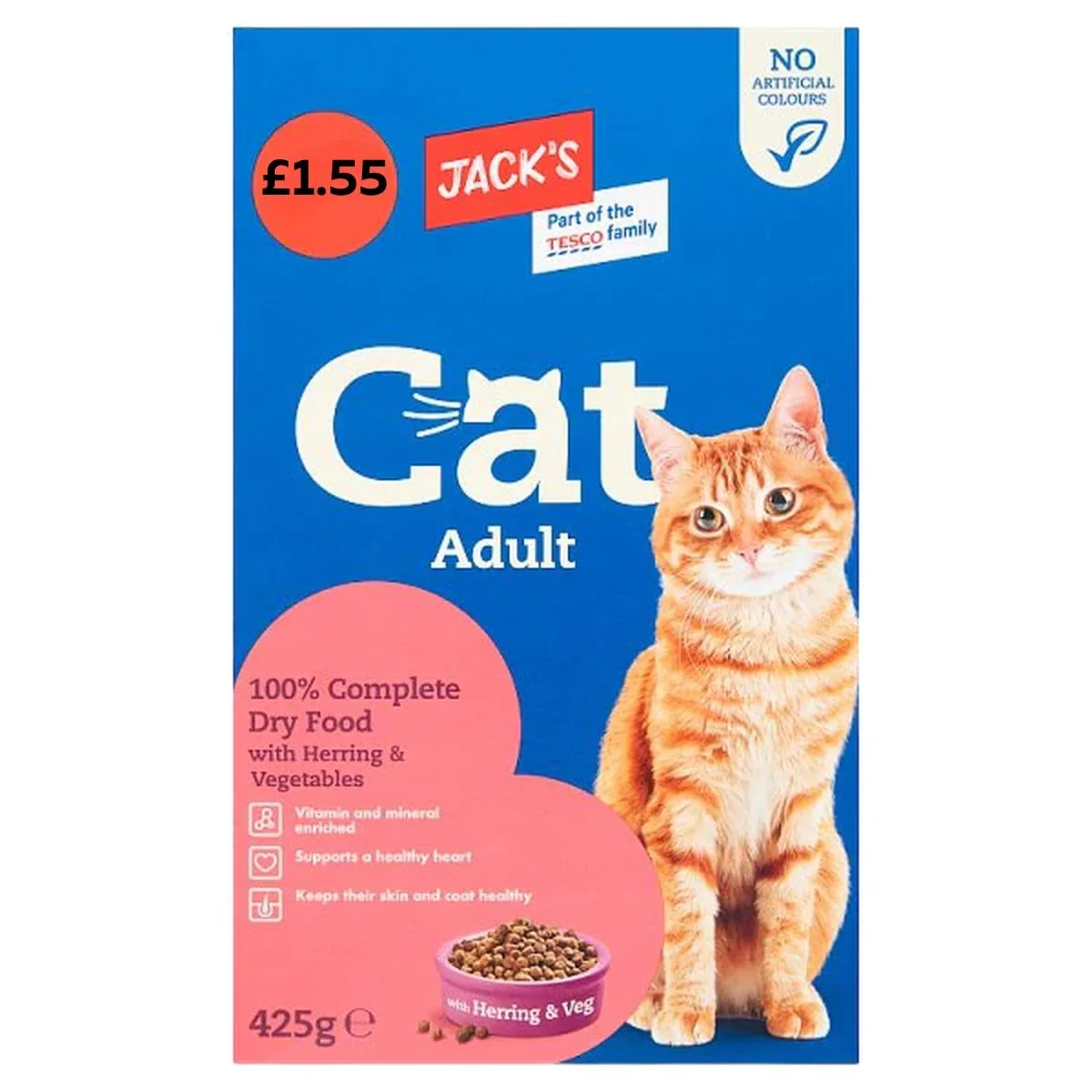 Jacks - Cat Adult Dry Food with Herring & Vegetables - 425g
