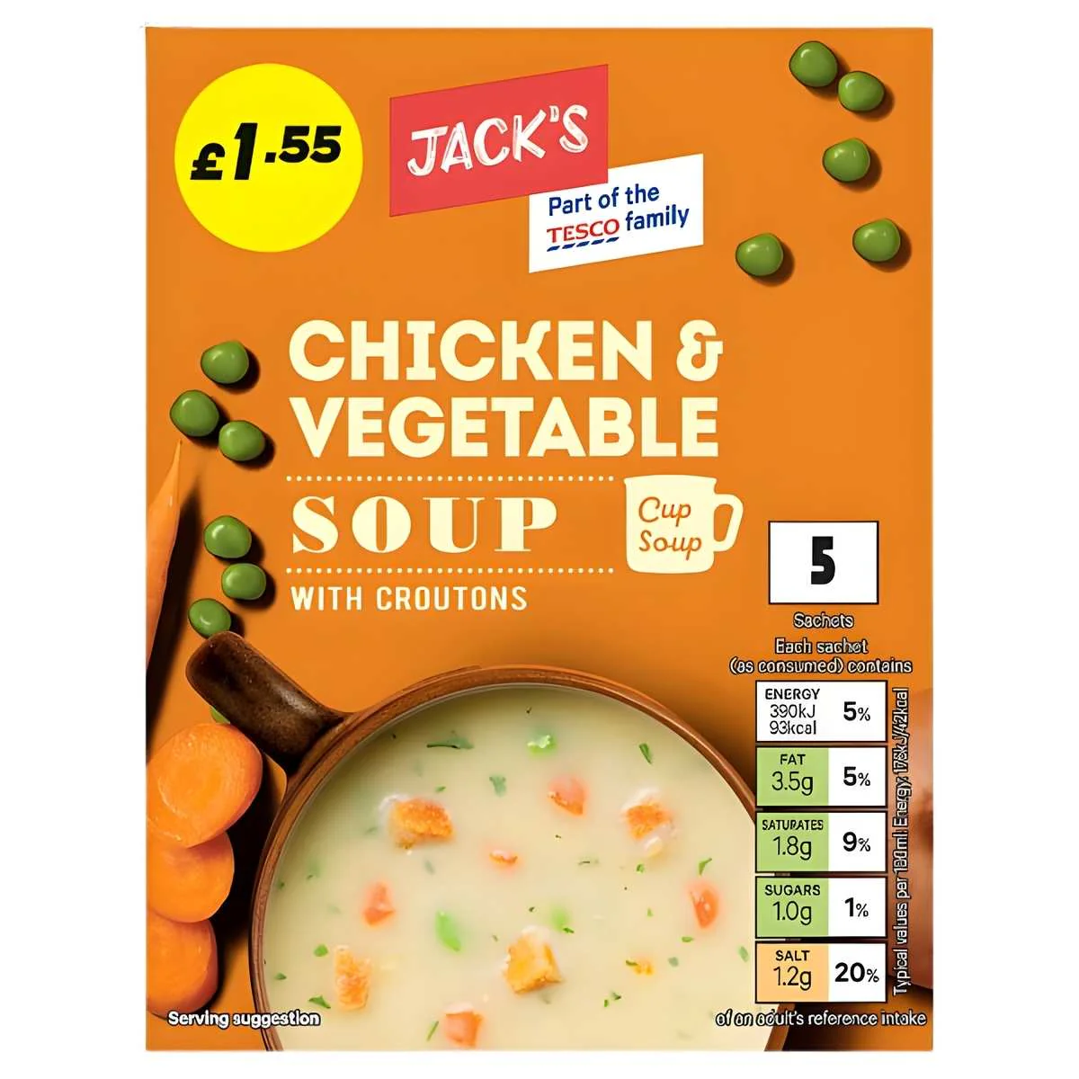 Jack's - Chicken & Vegetable Soup with Croutons - 5 x 22g