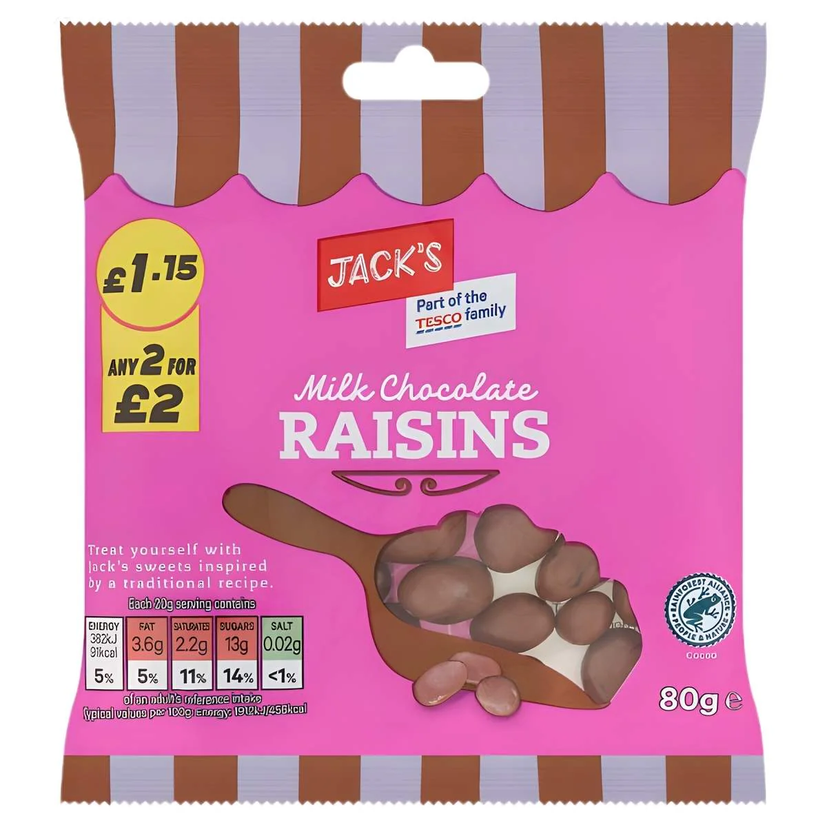 Jack's - Milk Chocolate Coated Raisins - 80g
