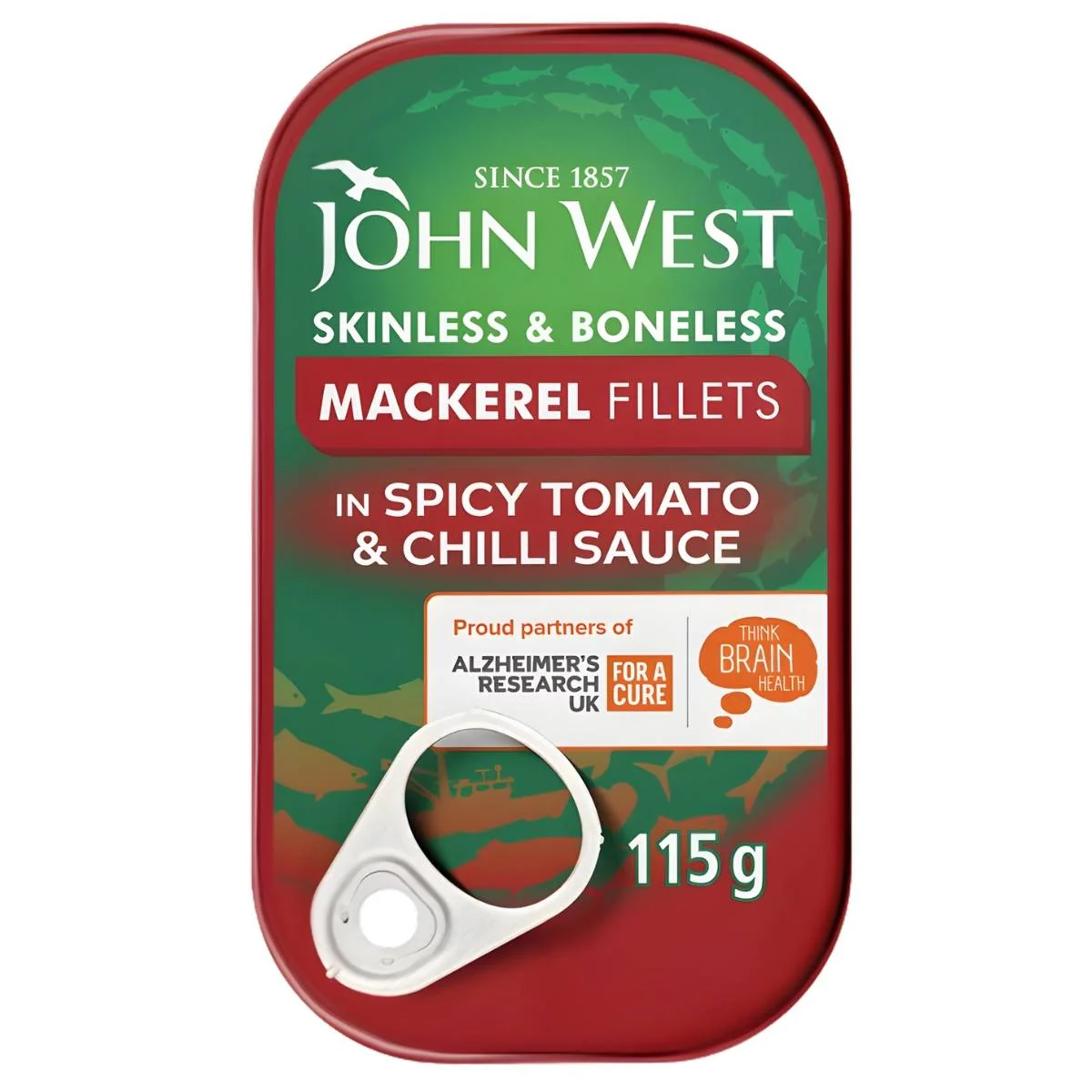 John West - Skinless & Boneless Mackerel Fillets In Spicy Tomato & Chilli Sauce - 115g