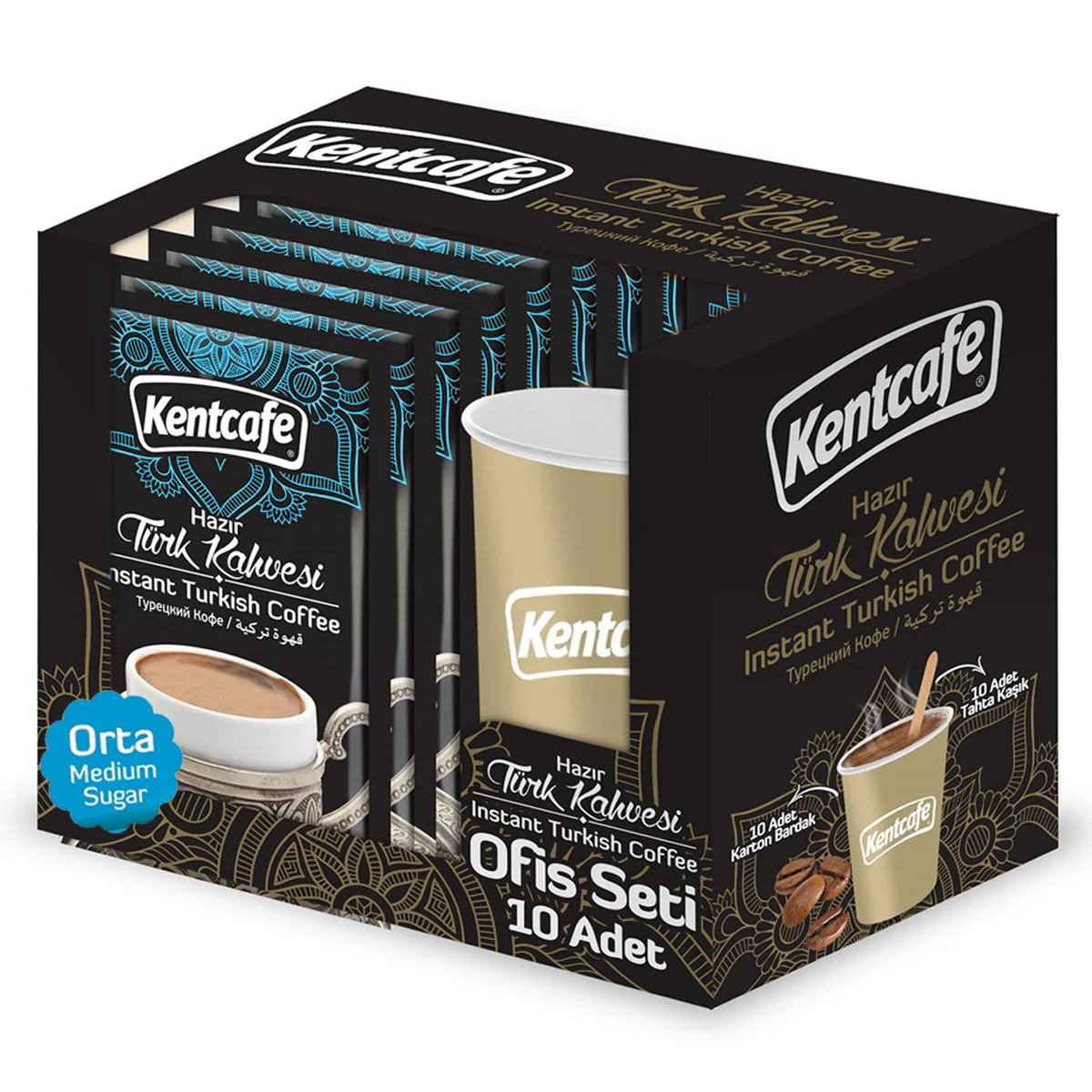 Kentcafe - Instant Turkish Coffee with Medium Sugar (Disposable Cup Set) - 10x9g