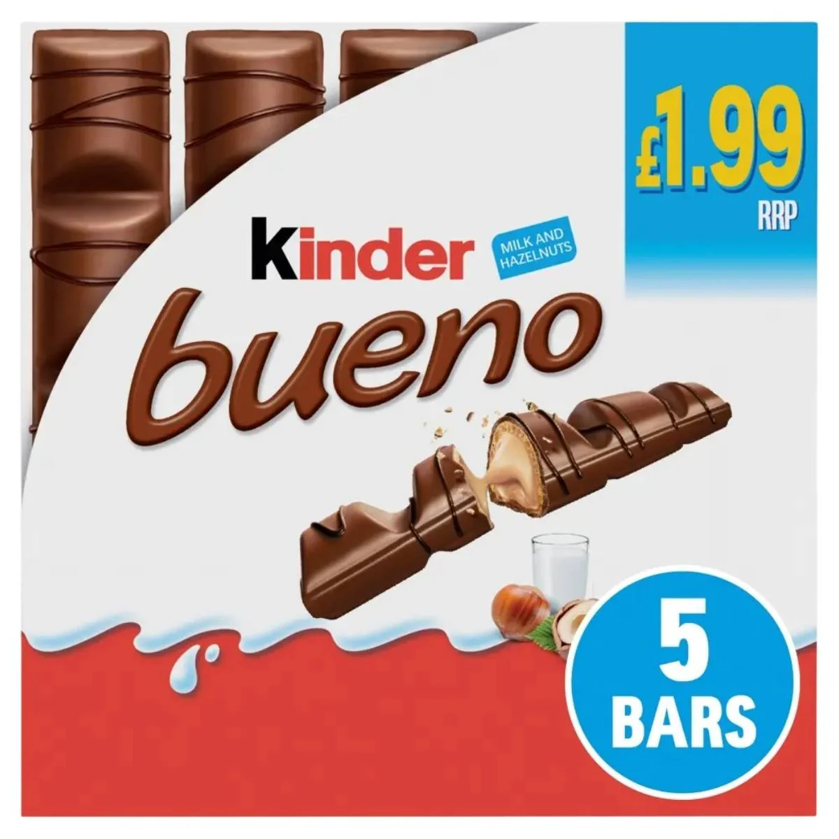 Kinder - Bueno Milk And Hazelnuts Bars (5 Pieces) - 107.5g