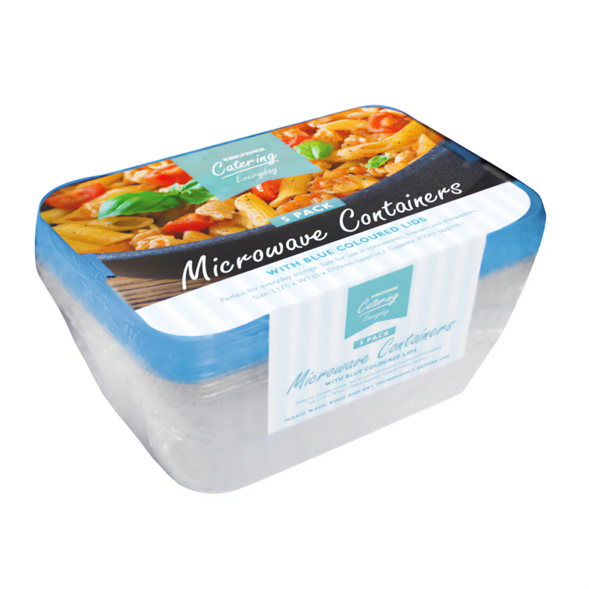 Kingfisher - Microwave Food Containers with Blue Lids - 5 Pack