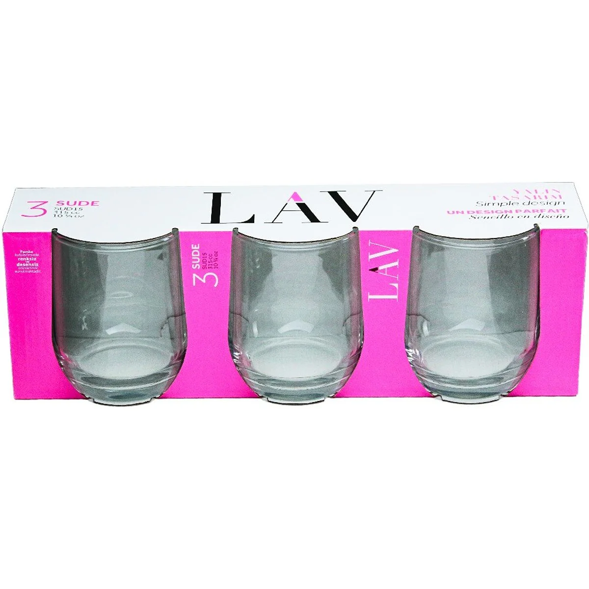 Lav - Set of 3 Sude Tumbler Lav Glasses - 315cc
