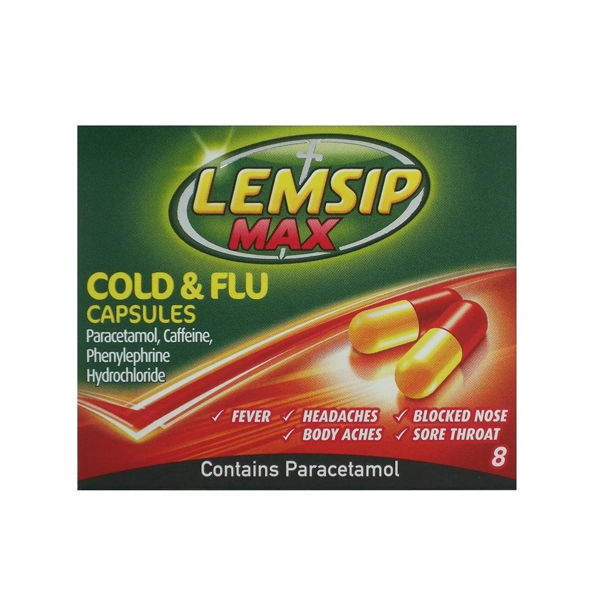 Lemsip - Max Daytime Cold & Flu Relief Capsules - 8 Pack