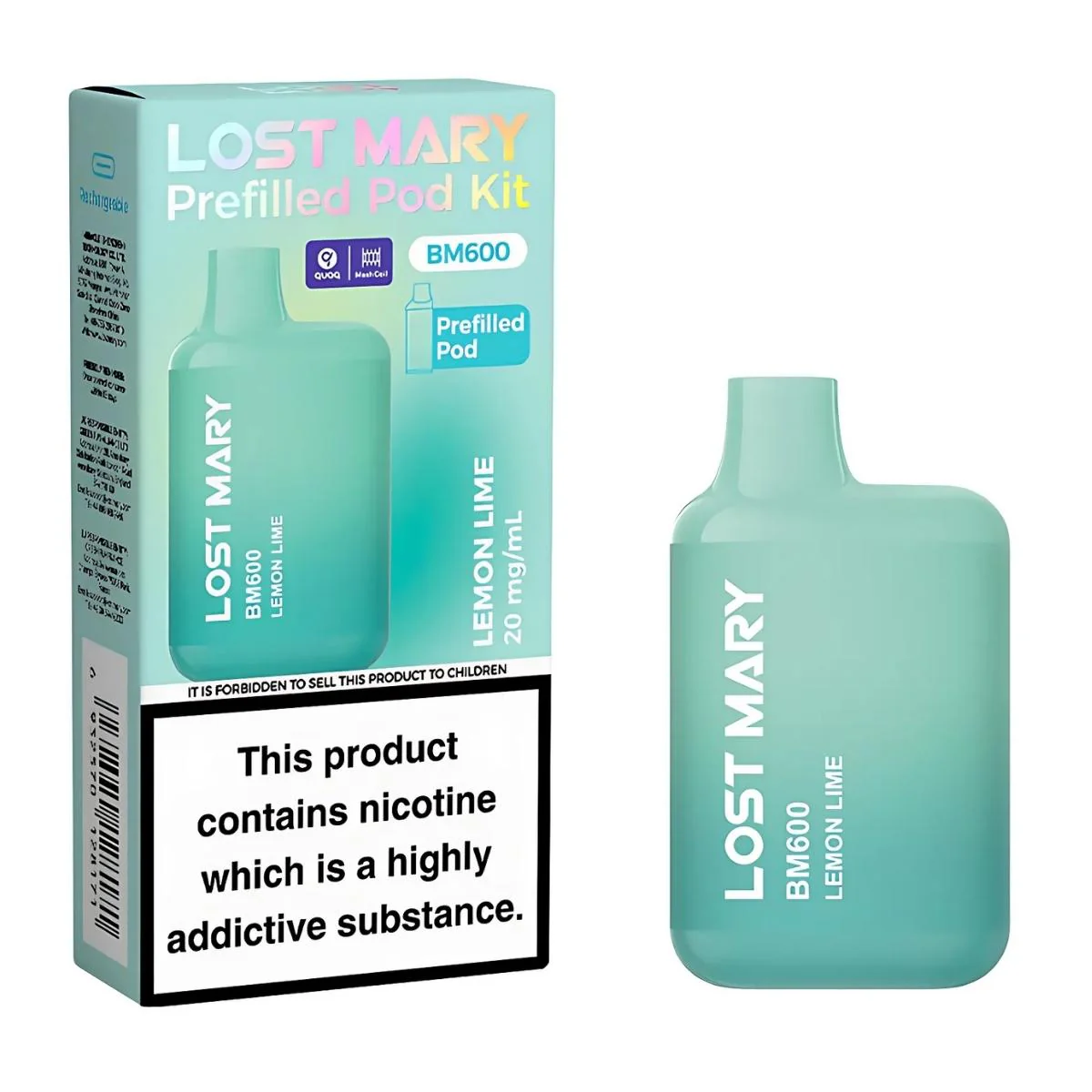 Lost Mary - Lemon Lime BM600 Prefilled Pod Vape Kit - 20mg/mL