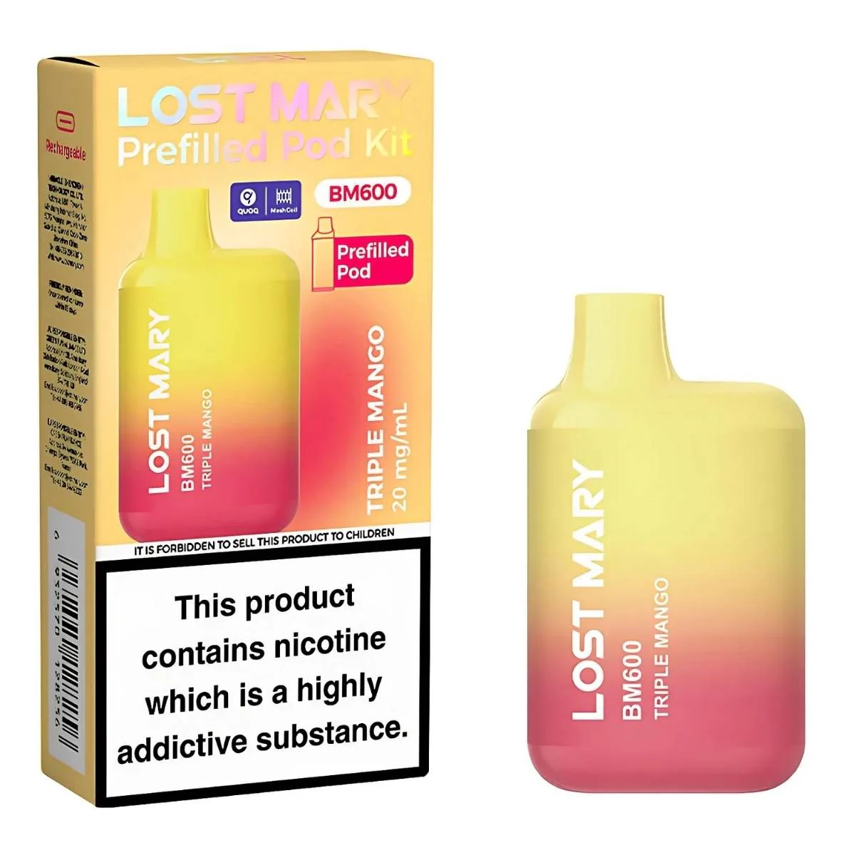 Lost Mary - Triple Mango BM600 Prefilled Pod Vape Kit - mg/mL