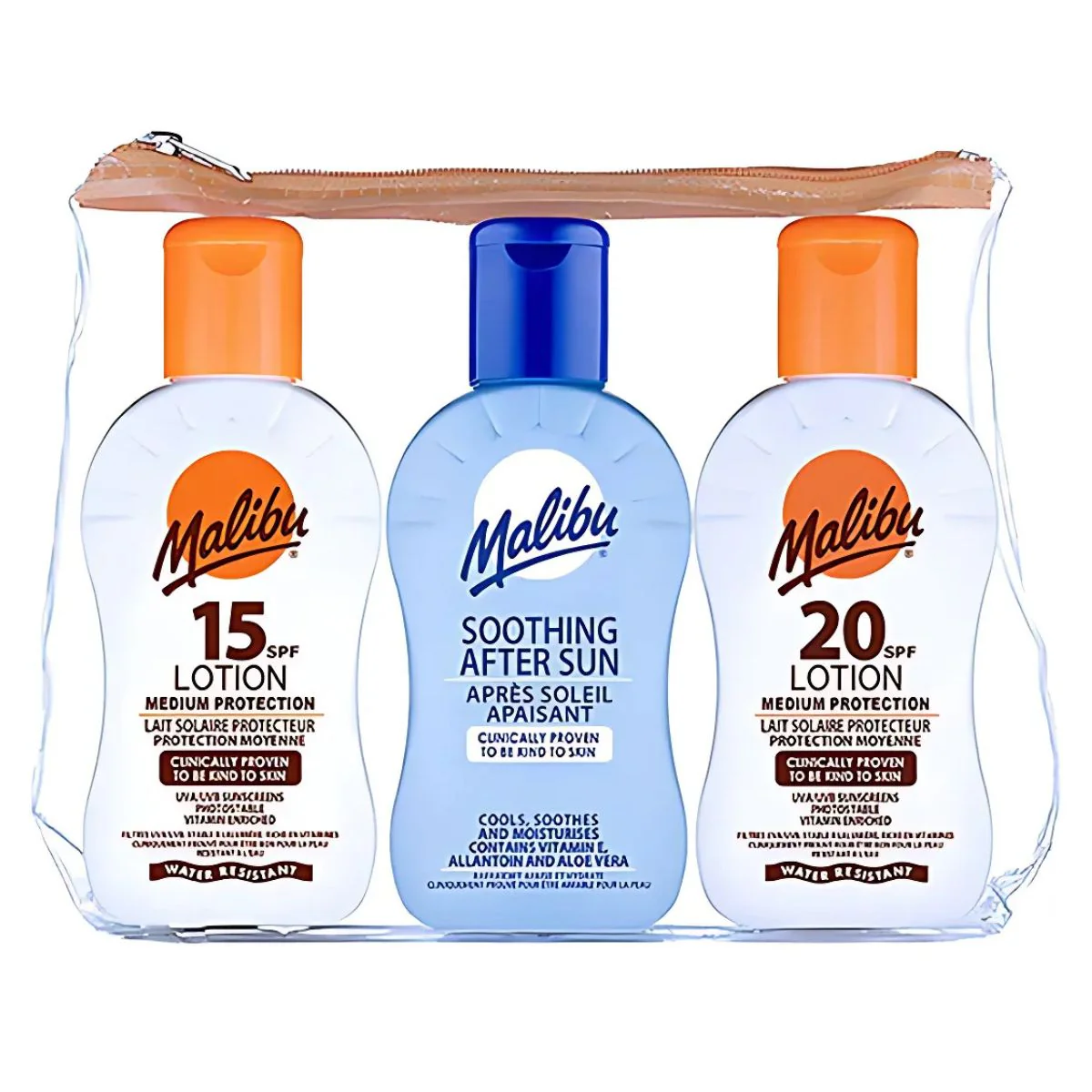 Malibu - Travel Pack SPF15 & SPF20 Lotion + Soothing After Sun Lotion with Bag - 3 x 100ml