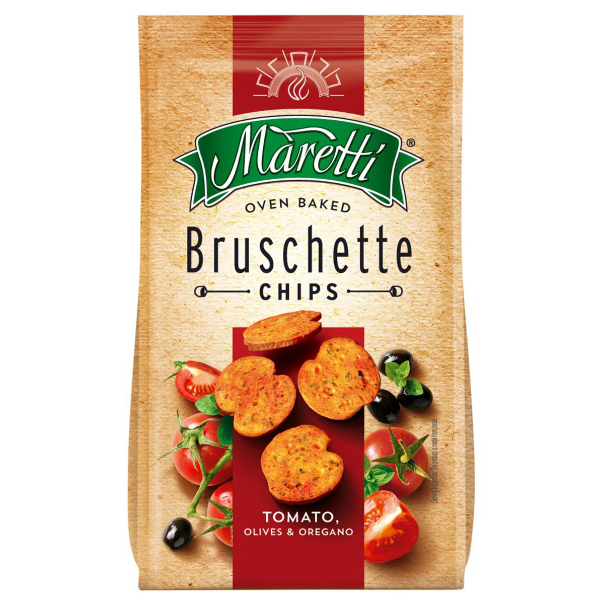 Maretti - Oven Baked Bruschette Chips Tomato Olives & Oregano - 70g