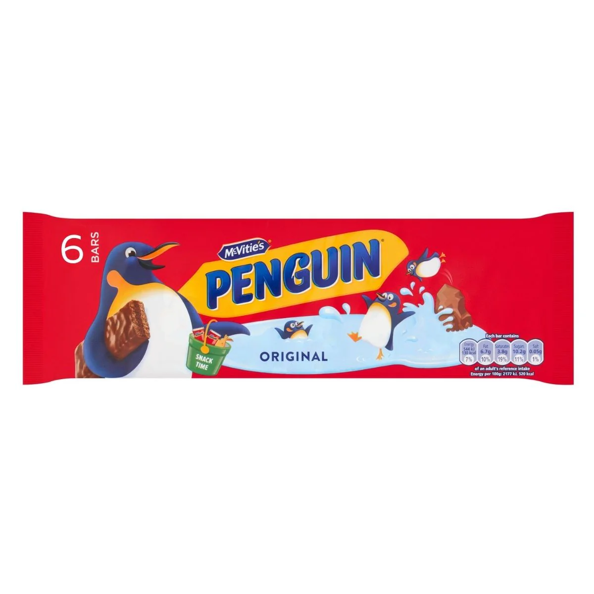 McVities - Penguin Original 6 Pack Chocolate Bars - 147.6g