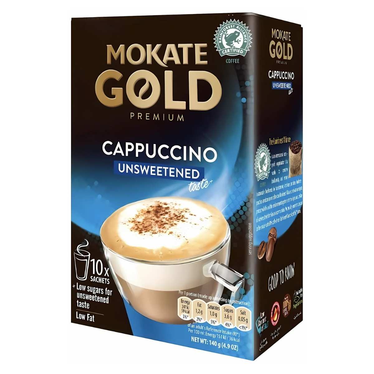 Mokate - Gold Premium Cappuccino Unsweetened 10 Sachets - 140g