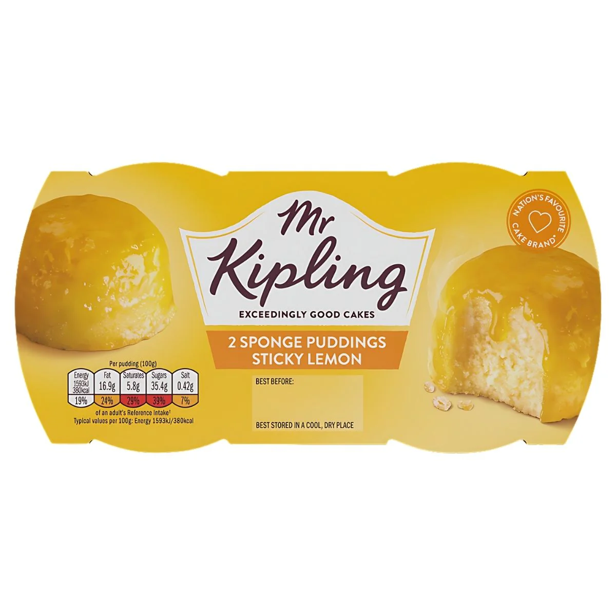 Mr Kipling - 2 Sticky Lemon Sponge Puddings - 2 x 95g