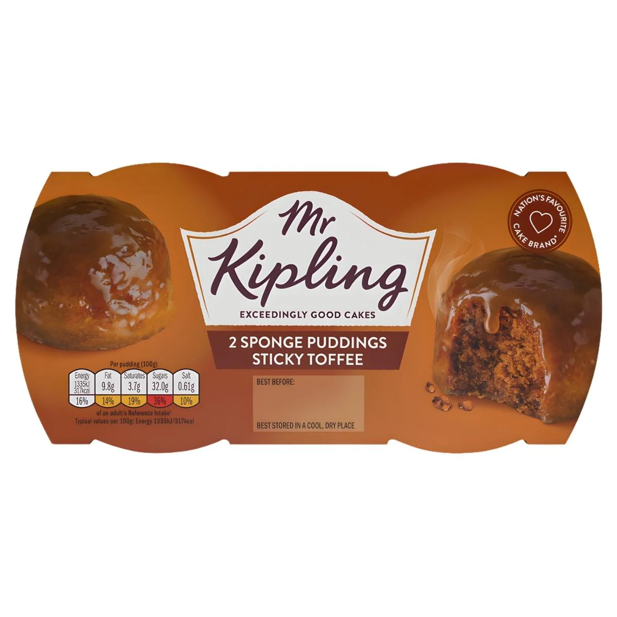 Mr Kipling - 2 Sticky Toffee Sponge Puddings - 2 x 95g