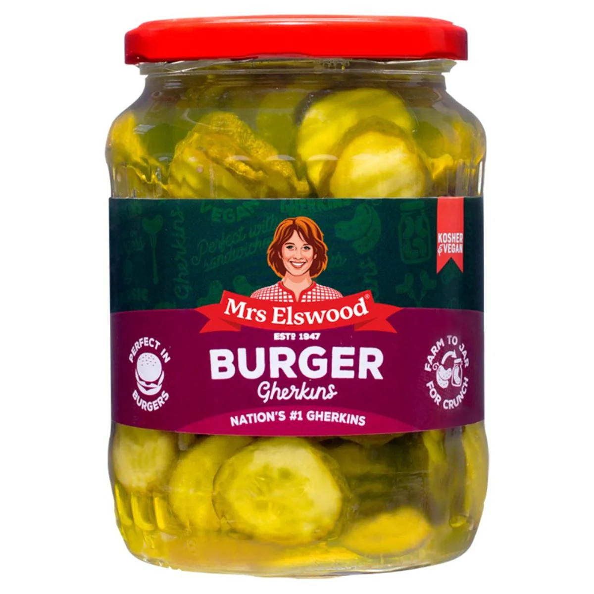 Mrs Elswood - Burger Gherkins Pickled - 670g