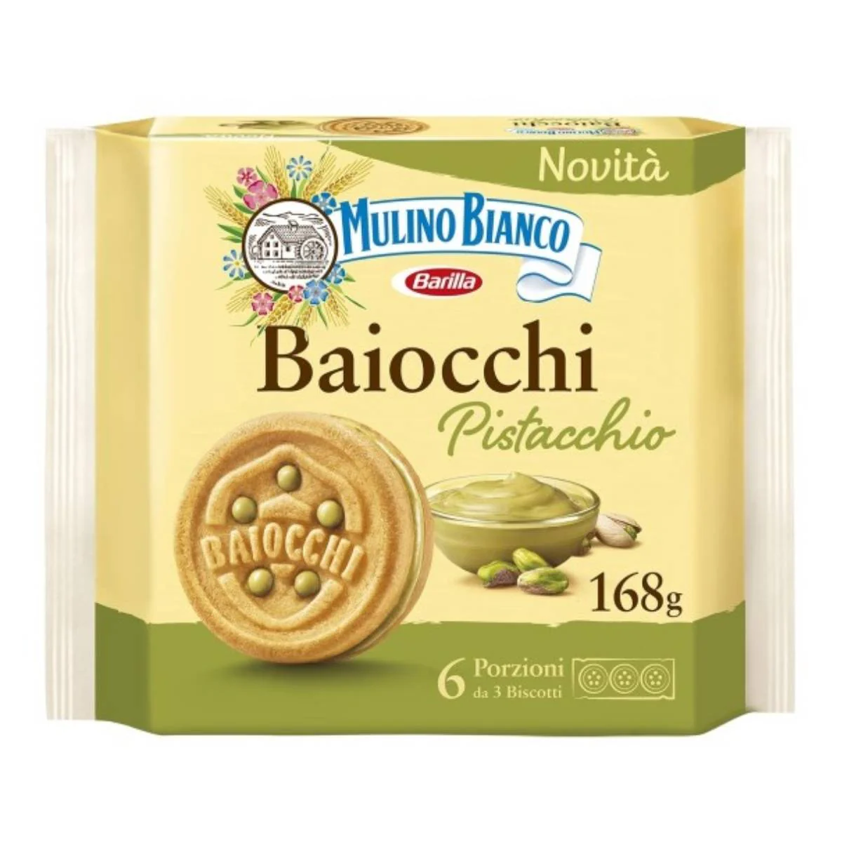 Mulino Bianco - Baiocchi Biscuits With Pistachio Cream - 168g