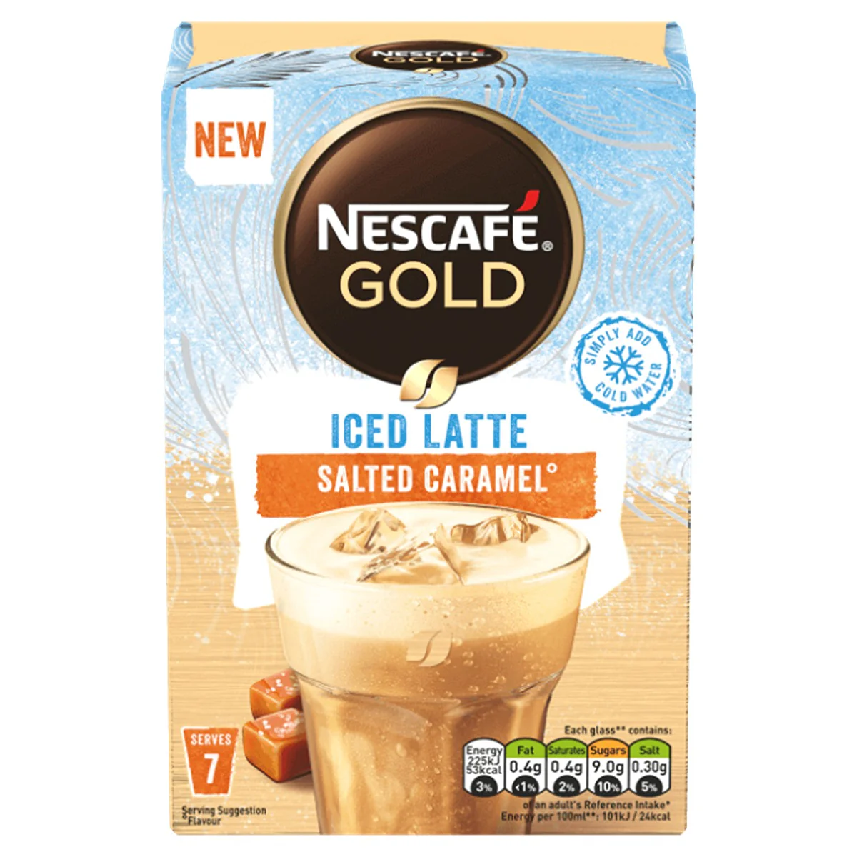 Nescafe - Gold Iced Salted Caramel Latte Instant Coffee - 7 Sachets x 14.5g