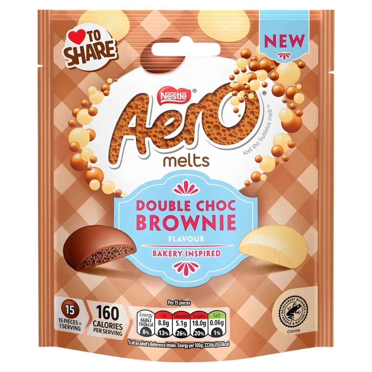 Nestle - Aero Melts Double Choc Brownie Bag - 86g
