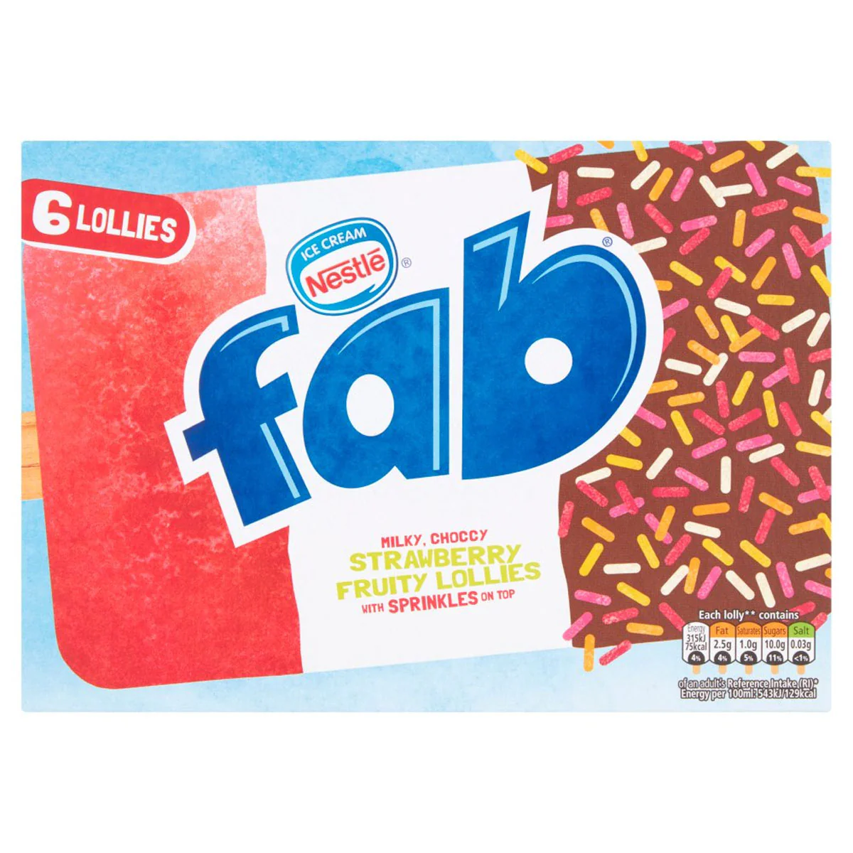 Nestle - Fab Strawberry Ice Lollies - 6x58ml