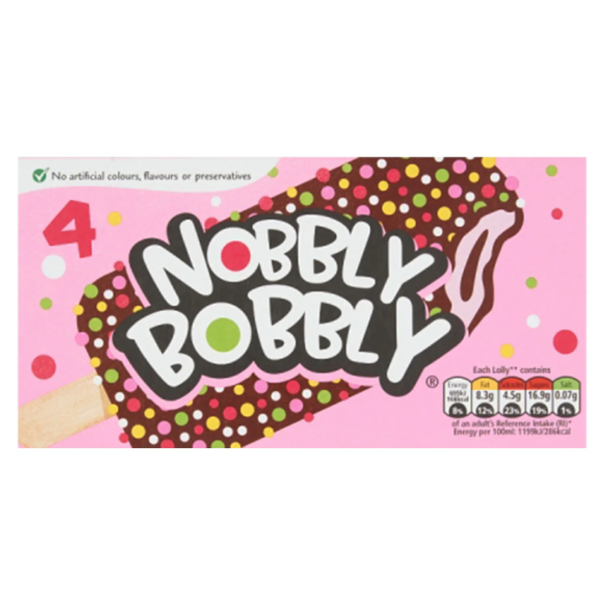 Nobbly Bobbly - Strawberry & Chocolate Nobbly Ice Lolly - 4 x 60ml