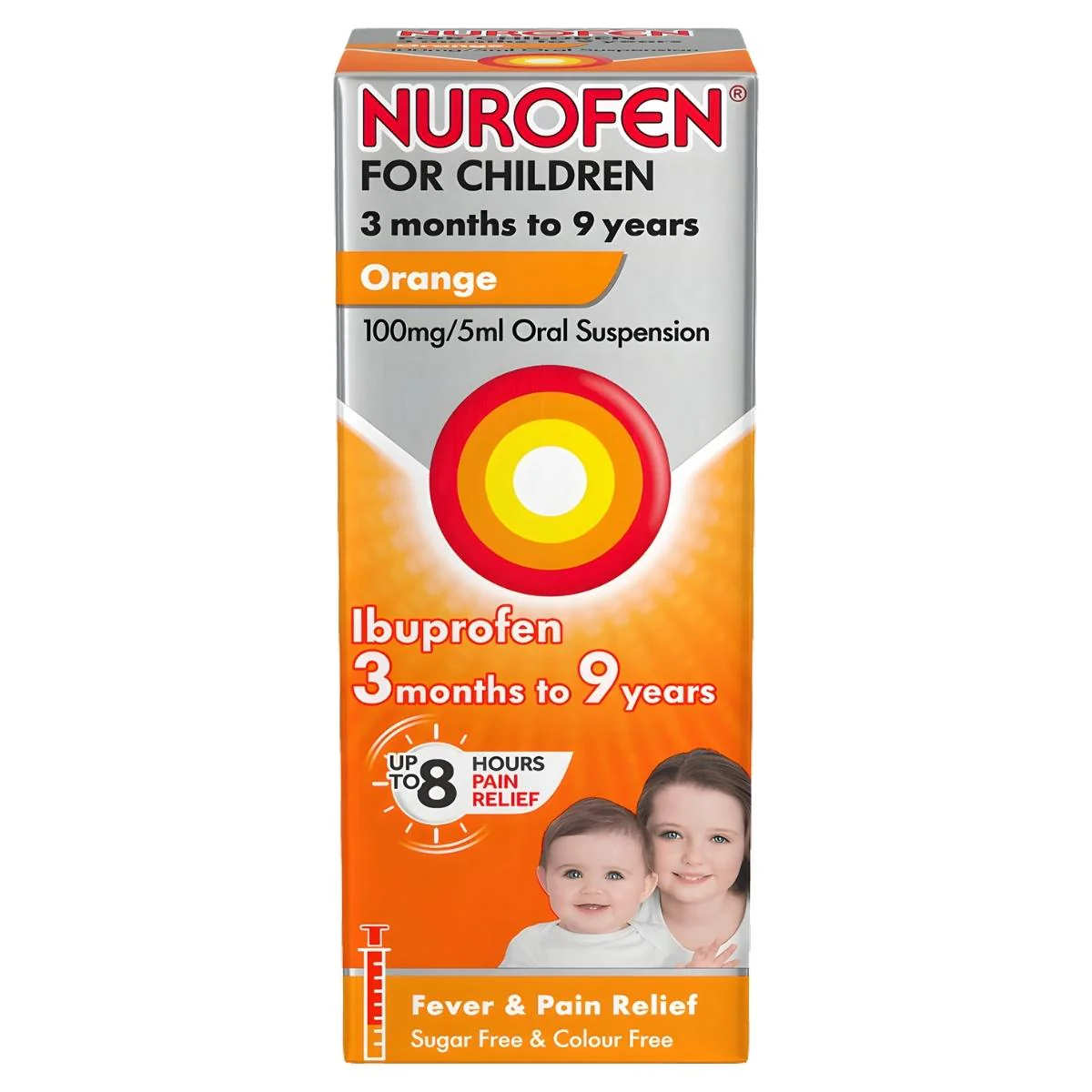 Nurofen - For Children (3 mon- 9 yrs) Fever & Pain Relief Orange Liquid - 100ml
