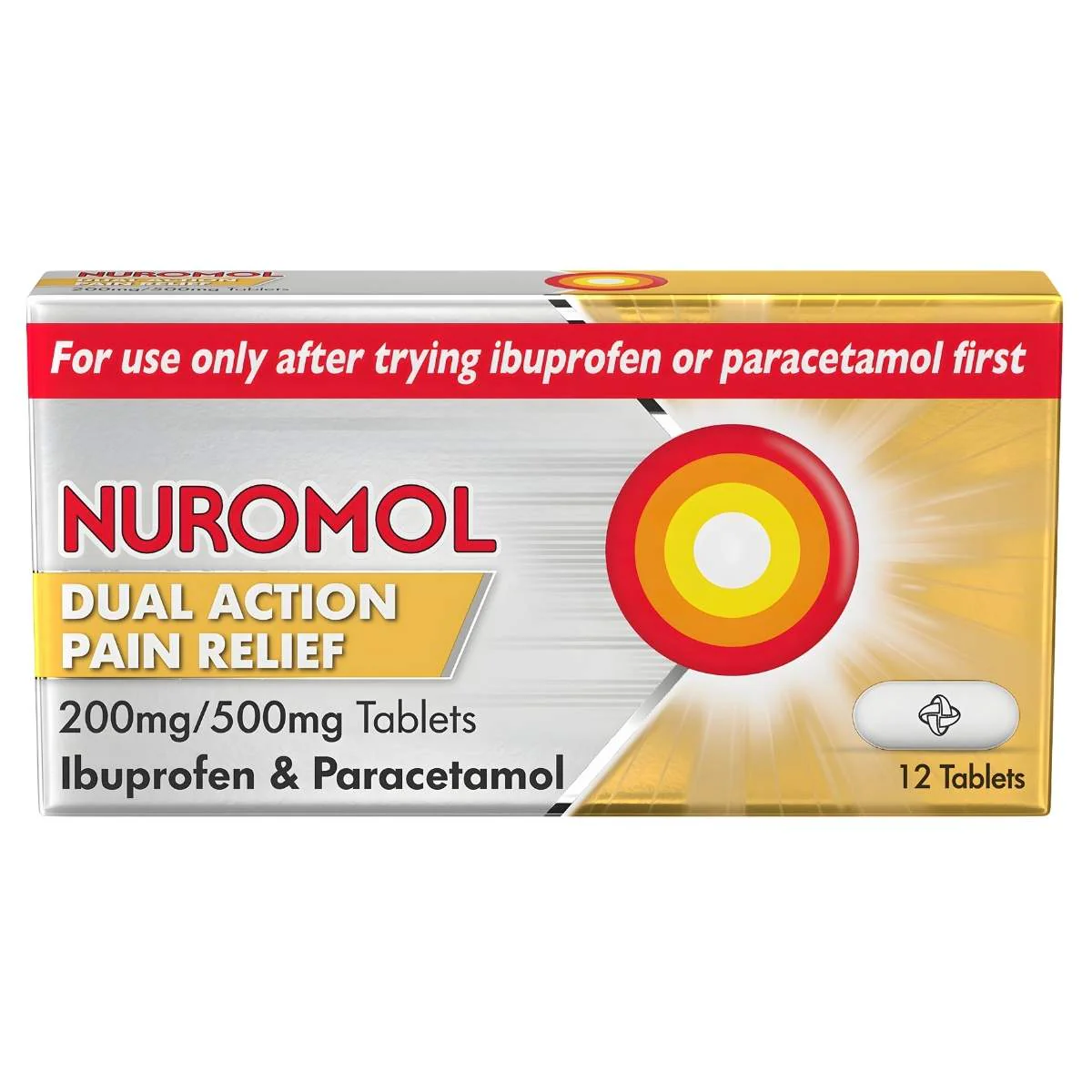 Nuromol - Dual Action Pain Relief Tablets Ibuprofen, Paracetamol - 12 Tablets