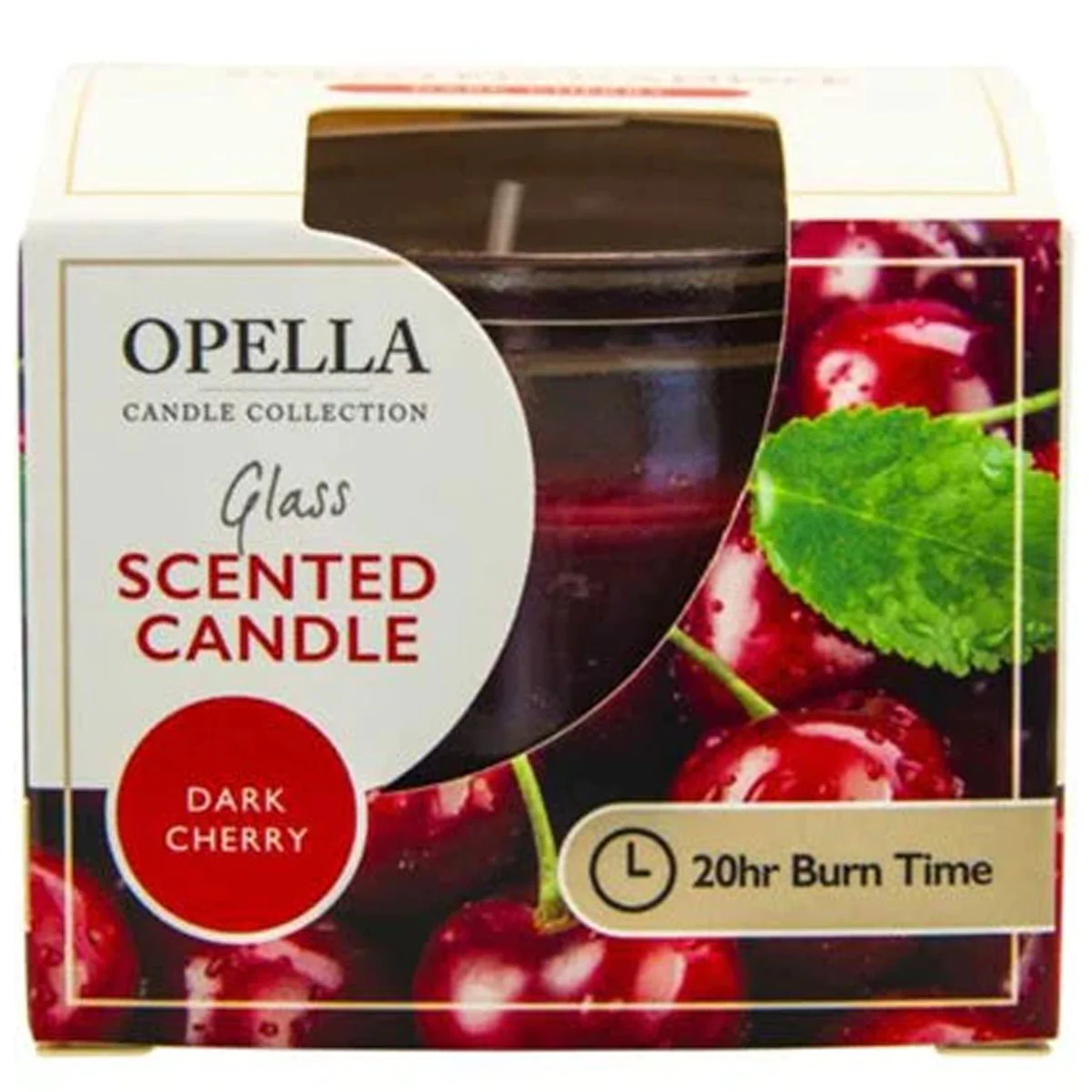Opella - Beautifully Scented Candle In Glass Jar Dark Cherry Fragrance