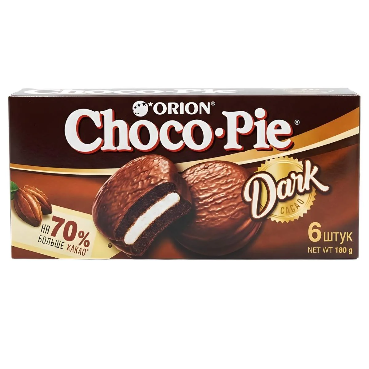 Orion - Dark Cacao Flavoured Choco Pie - 6 x 30g