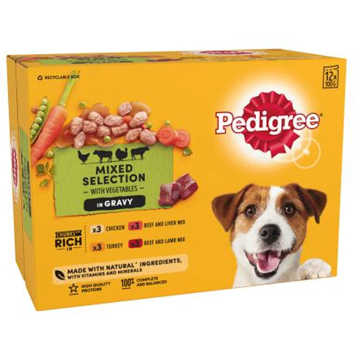 Pedigree - Adult Wet Dog Food Pouches Mixed in Gravy - 12 x 100g