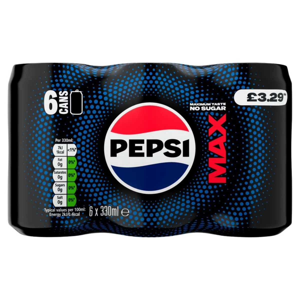 Pepsi - Max No Sugar Cola Cans - 6 x 330ml