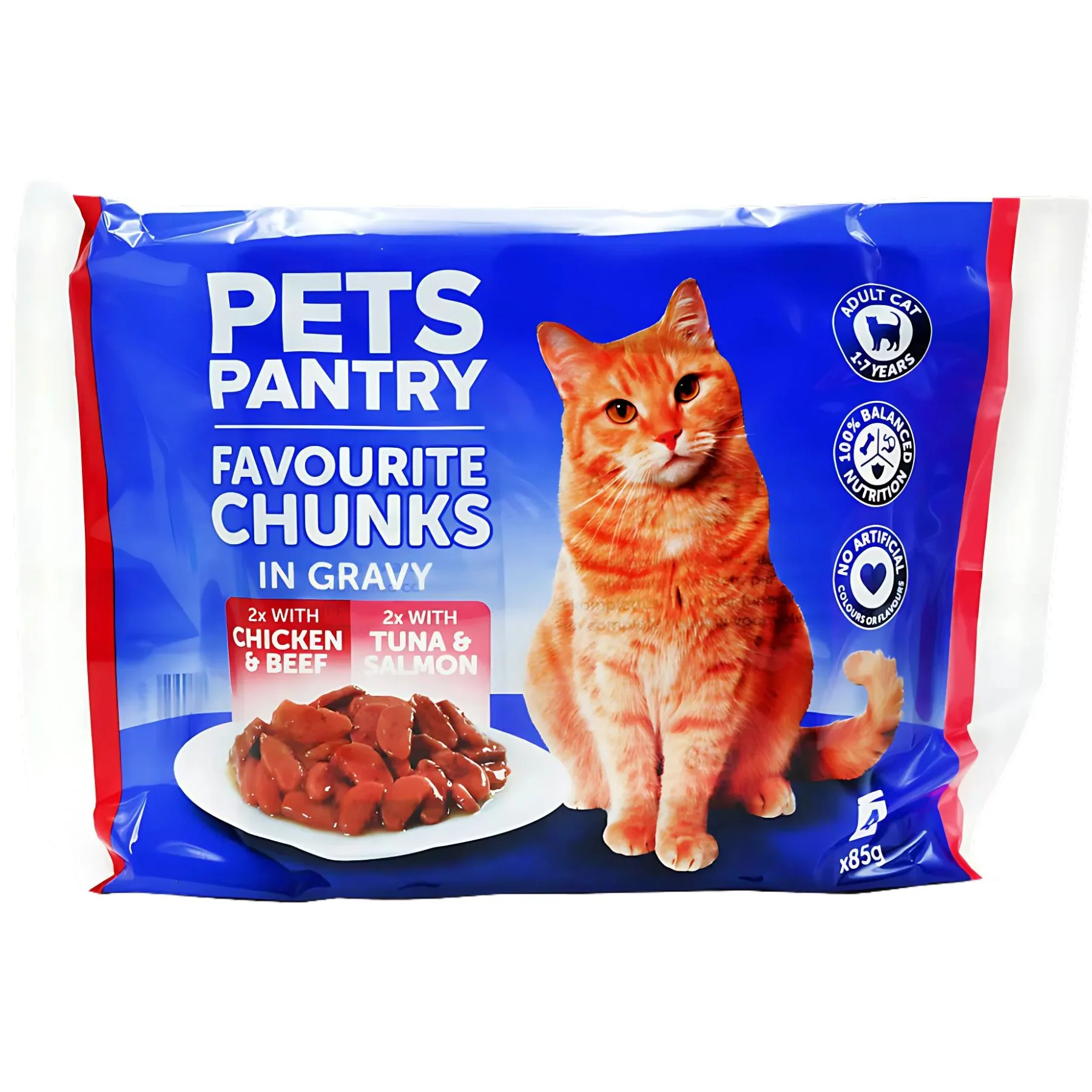 Pets Pantry - Favourite Chunks In Gravy For Adult Cats - 4 x 85g