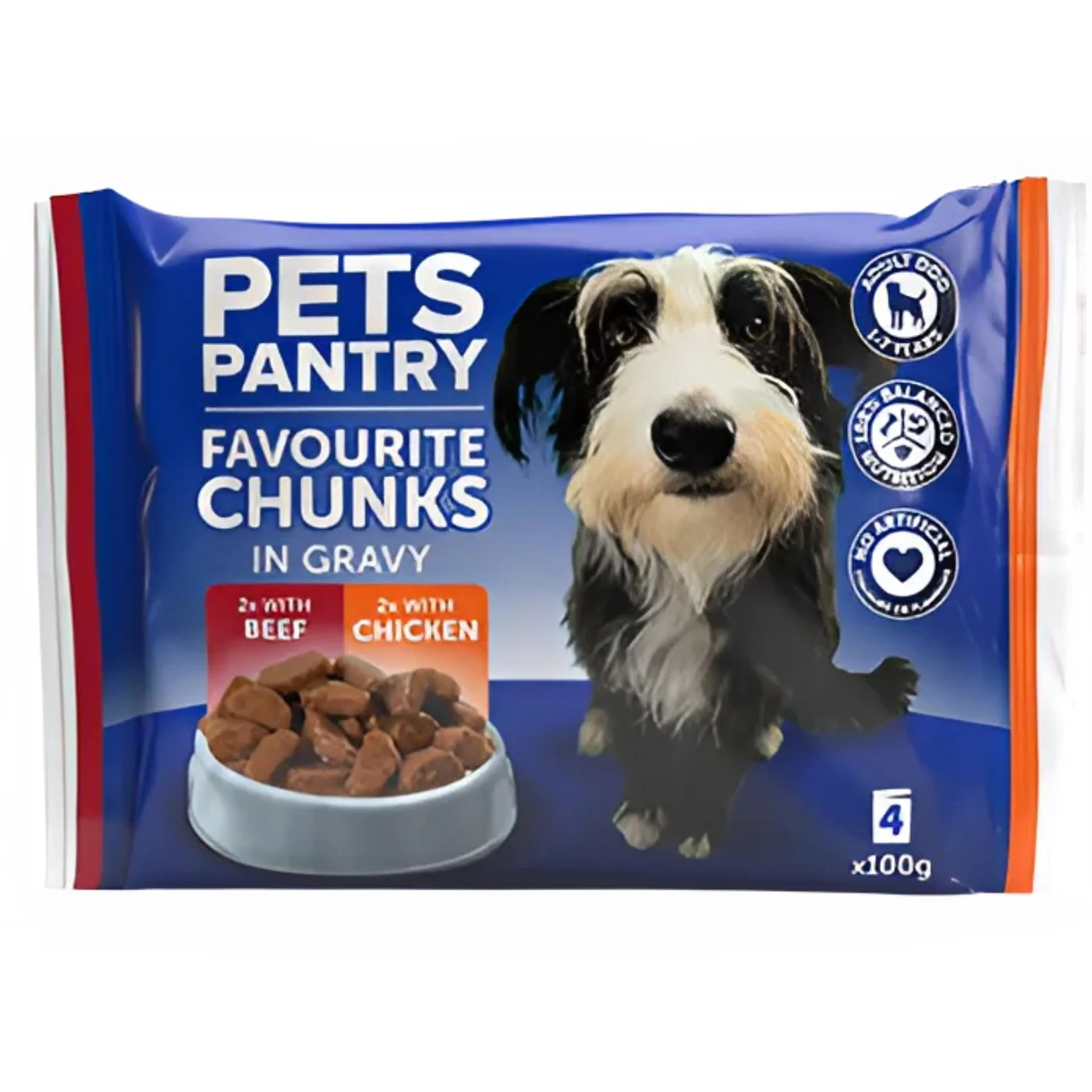 Pets Pantry - Meaty Chunks In Gravy For Adult Dogs - 4 x 100g