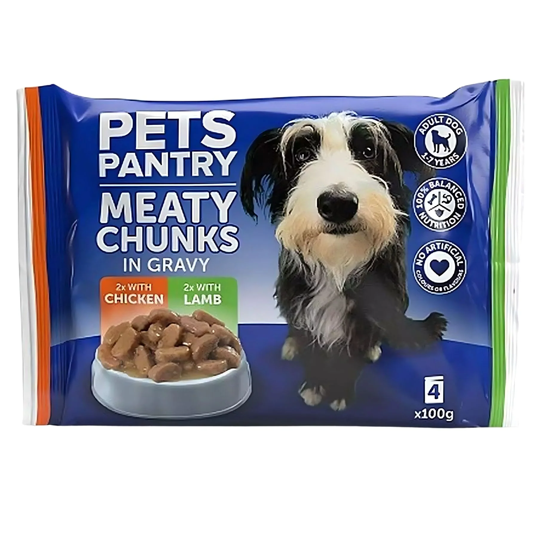 Pets Pantry - Meaty Chunks In Gravy For Adult Dogs - 4 x 100g