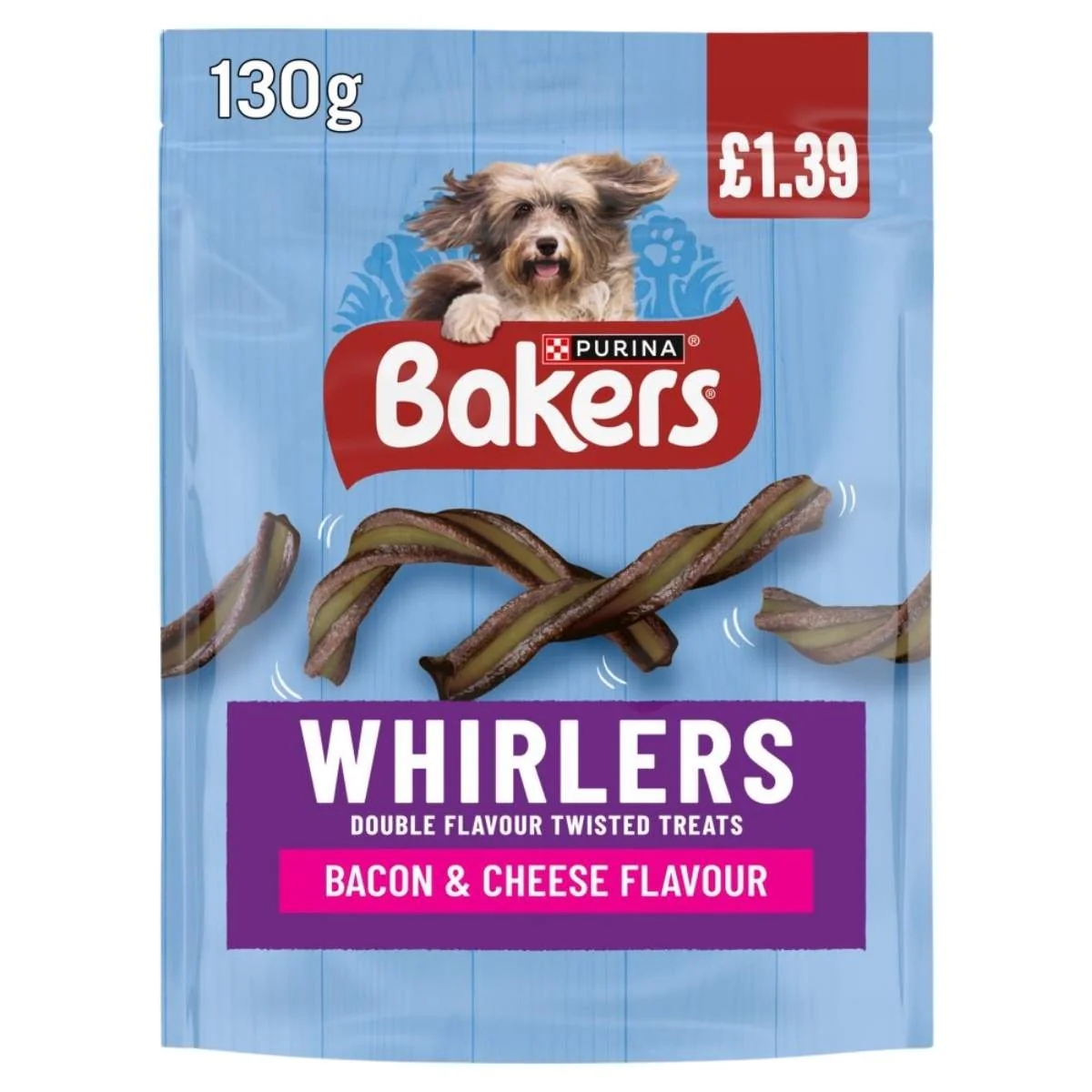 Purina - Bakers Whirlers Bacon & Cheese Flavour Treats - 130g