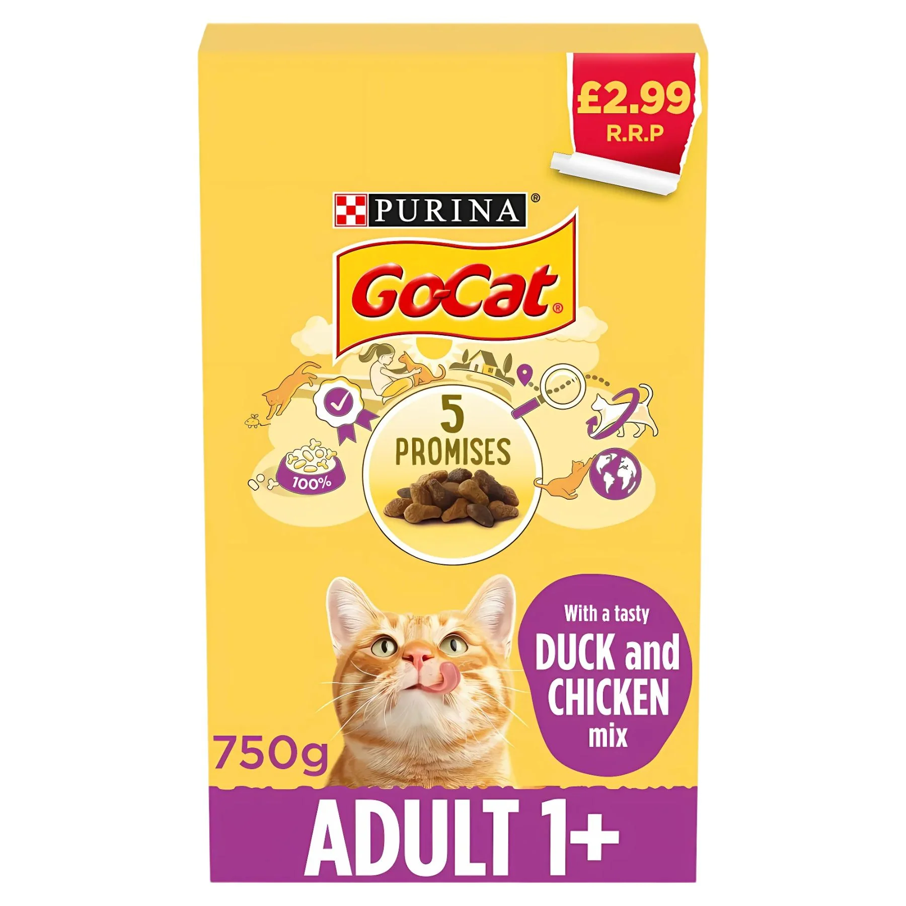 Purina - GoCat With a Tasty Duck and Chicken Mix - 750g
