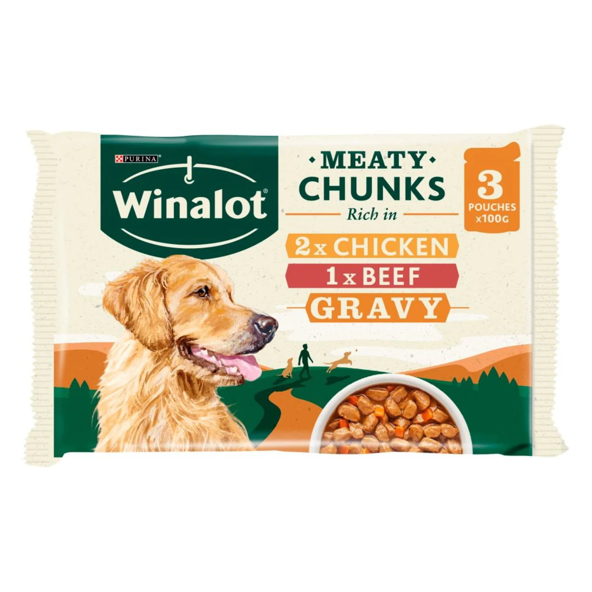 Purina - Winalot Meaty Chunks in Gravy - 3 x 100g