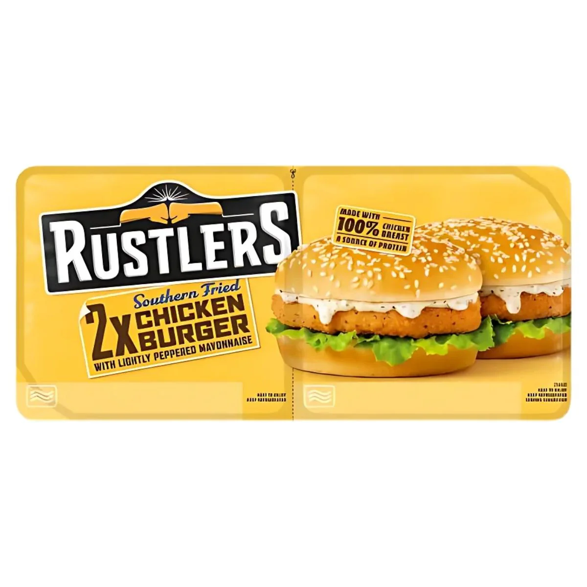 Rustlers - 2 Southern Fried Chicken Burger with Lightly Peppered Mayonnaise - 272g