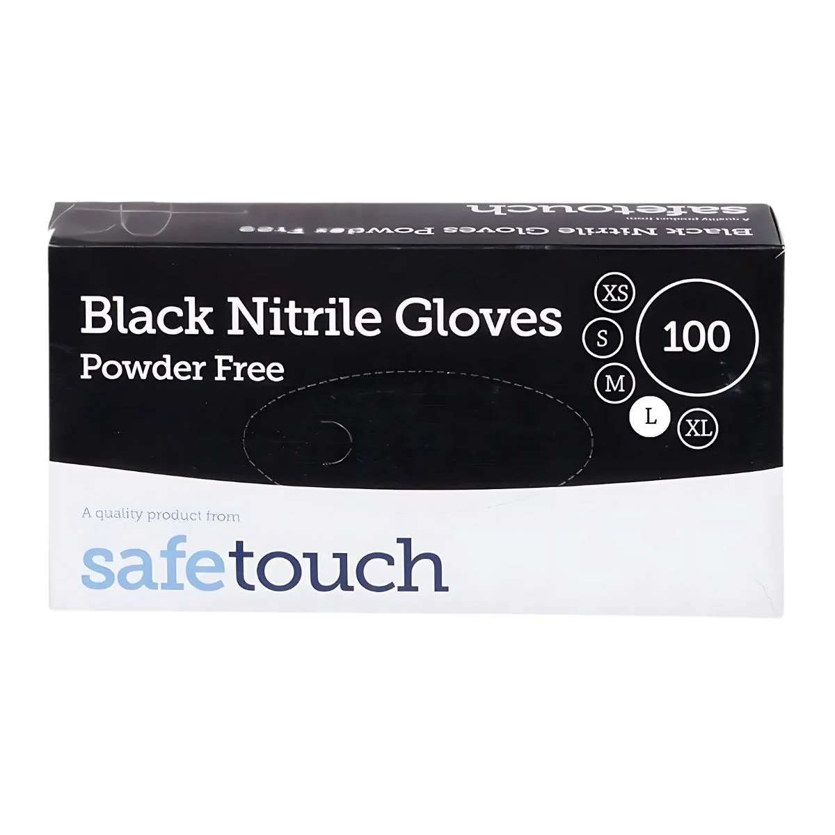 Safe Touch - Black Nitrile Gloves Powder Free Large - 100pcs