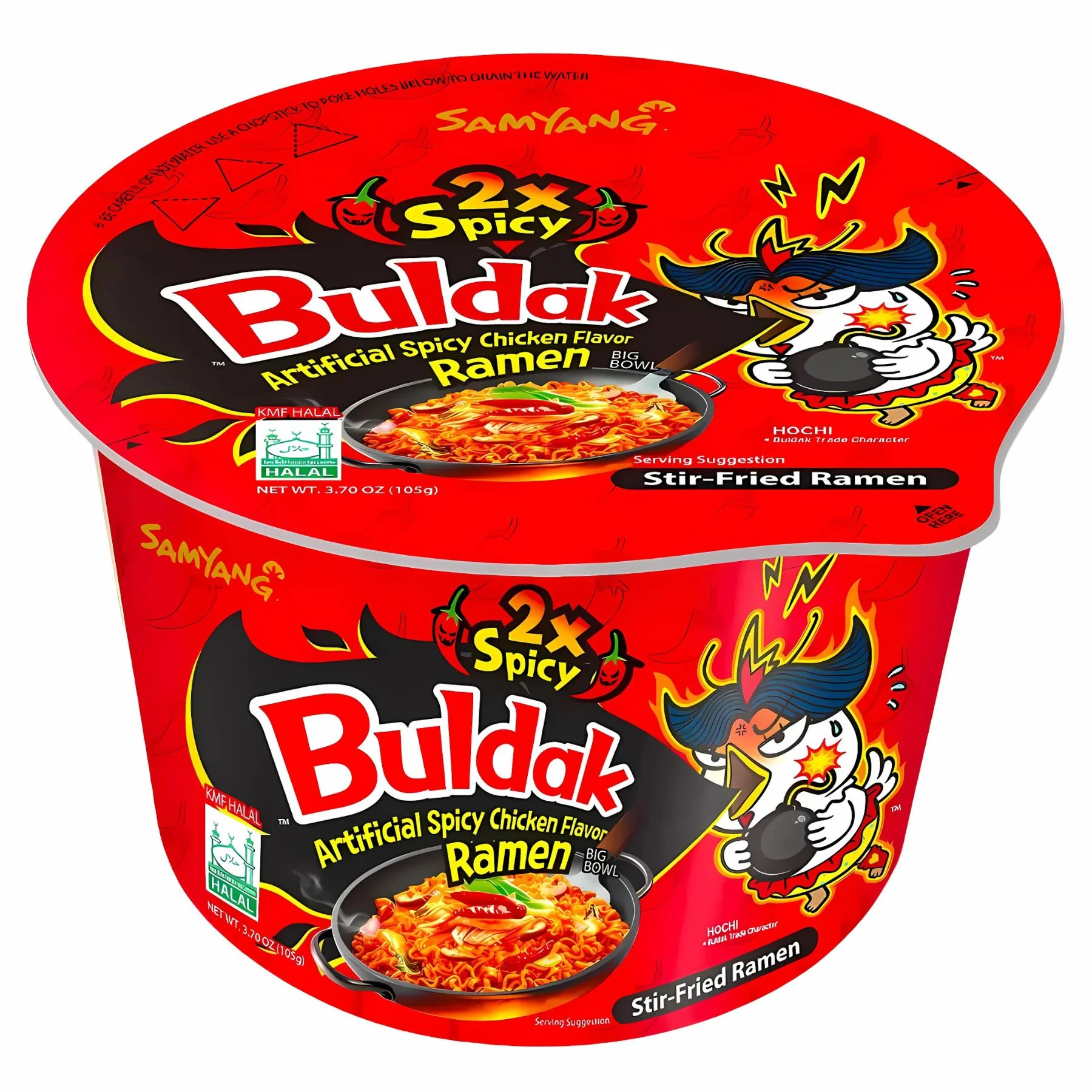 Samyang - Buldak (2X Spicy) Hot Chicken Flavour Stir-Fried Ramen Big Bowl (Halal) - 105g