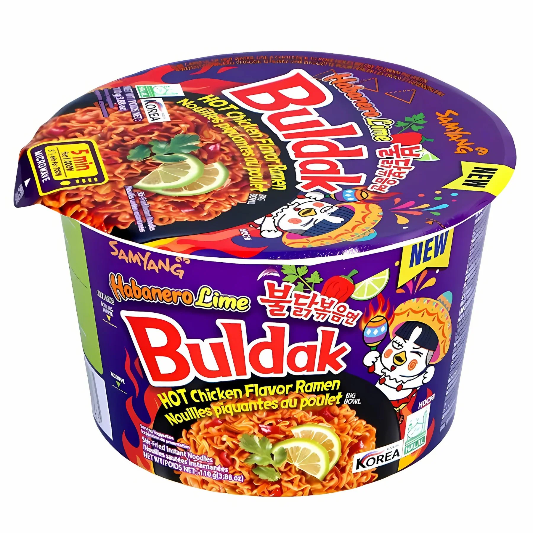 Samyang - Buldak Hot Chicken Flavour Ramen Habanero Lime Big Bowl (Halal) - 110g