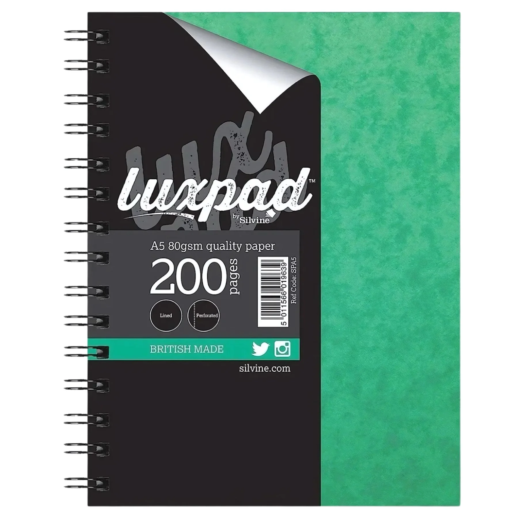 Silvine - A5 80gsm Wiro Bound Luxpad Notebook - 200 Pages