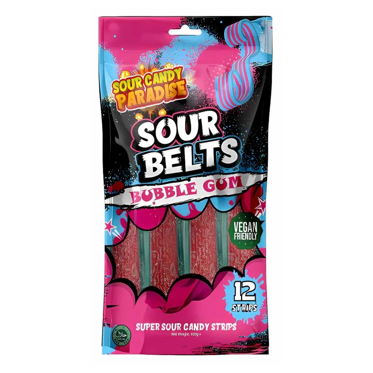 Sour Candy Paradise - Sour Belts Bubble Gum - 100g