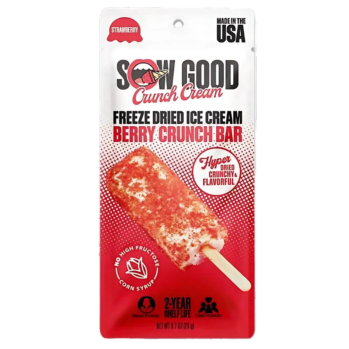 Sow Good - Freeze Dried Crunch Cream Berry Crunch Bar - 20g