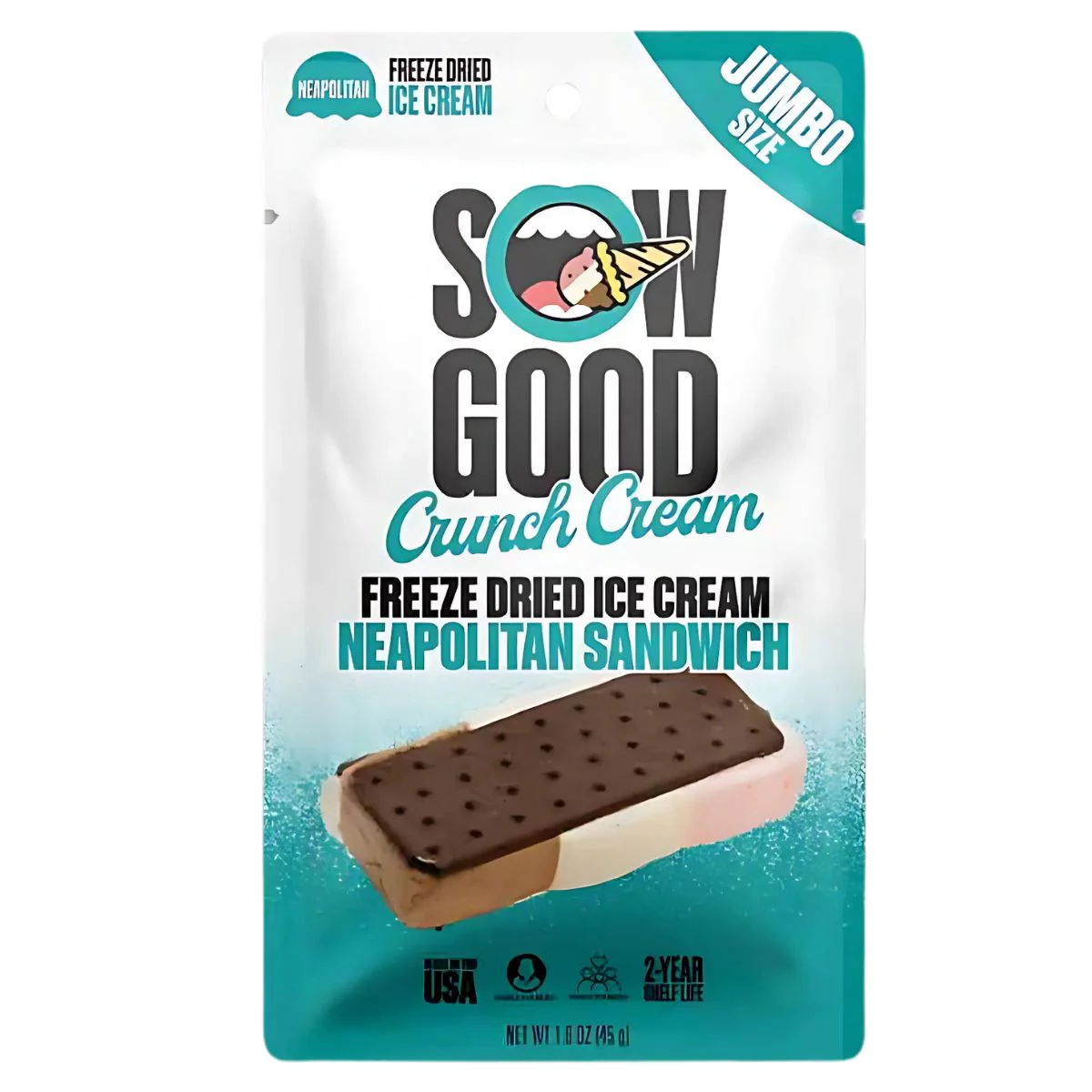 Sow Good - Freeze Dried Jumbo Neapolitan Crunch Cream Sandwich - 45g
