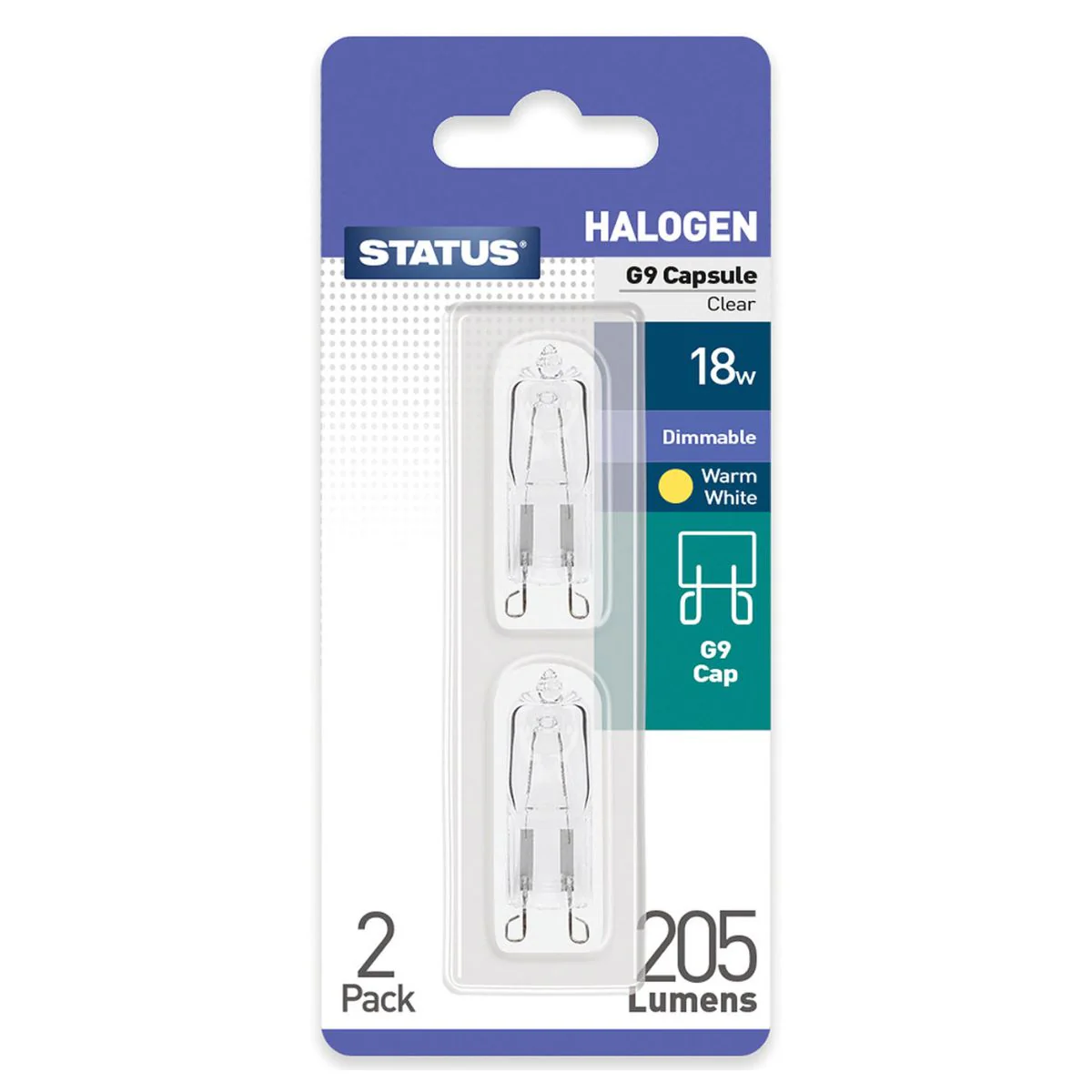 Status - G9 18 Watt Halogen Capsule Light Bulb - 2pcs