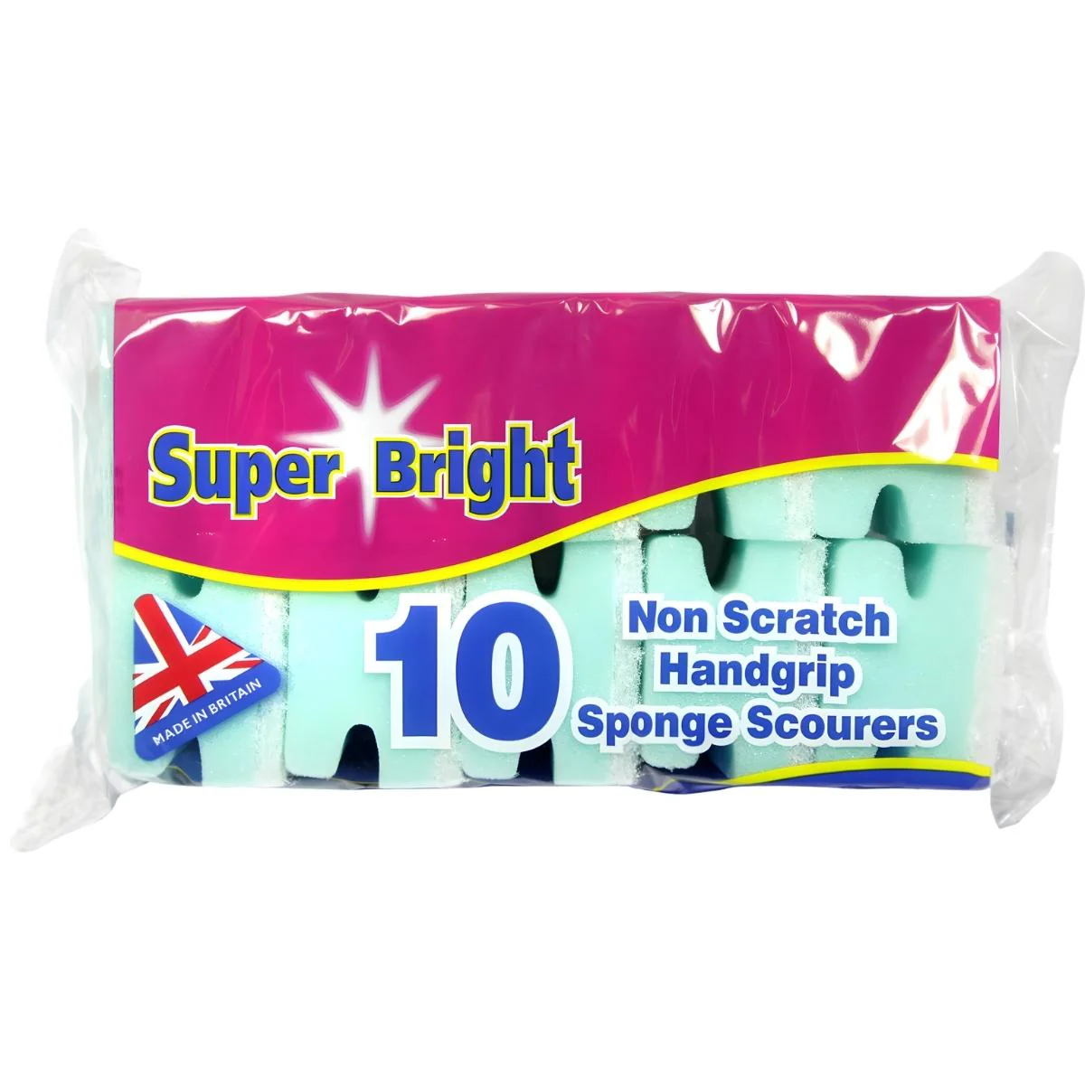 Super Bright - Non Scratch Handgrip Sponge Scourers - 10 Pack