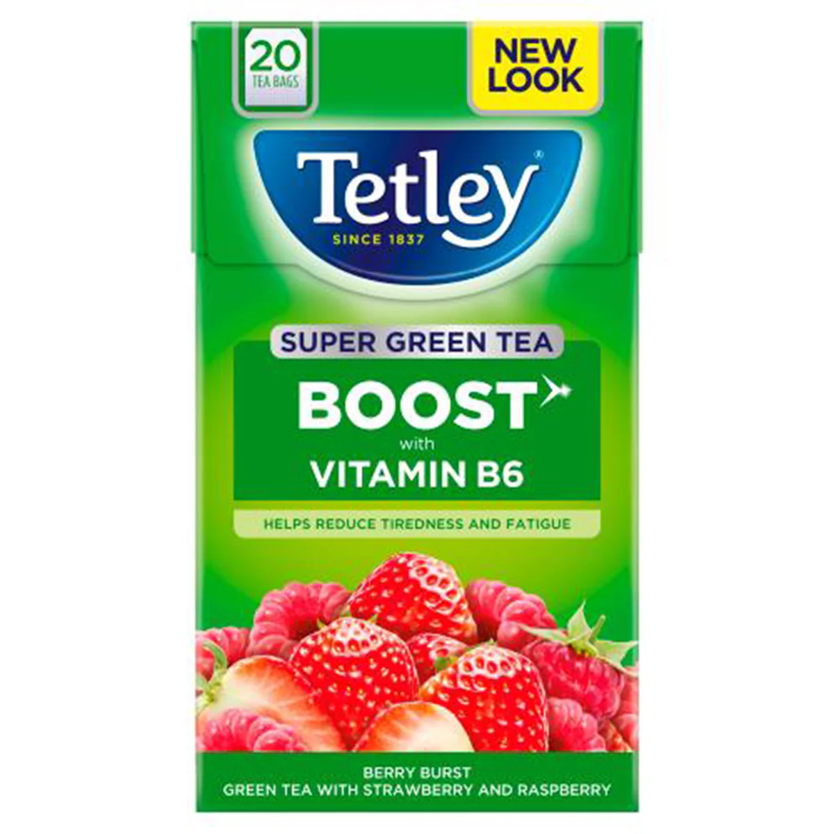 Tetley - Super Green Tea Boost Strawberry & Raspberry - 20 Tea Bags